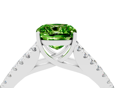 White gold Cushion Cut Cut Split Shank Pave Diamond Engagement Ring with Four-Prong Setting_4
