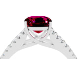 White gold Cushion Cut Cut Split Shank Pave Diamond Engagement Ring with Four-Prong Setting_4