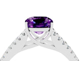 White gold Cushion Cut Cut Split Shank Pave Diamond Engagement Ring with Four-Prong Setting_4