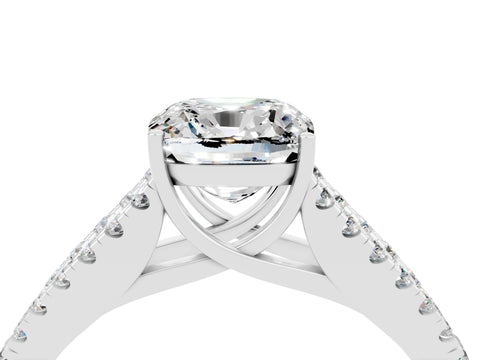 White gold Cushion Cut Cut Split Shank Pave Diamond Engagement Ring with Four-Prong Setting_4