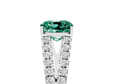 White gold Cushion Cut Cut Split Shank Pave Diamond Engagement Ring with Four-Prong Setting_5