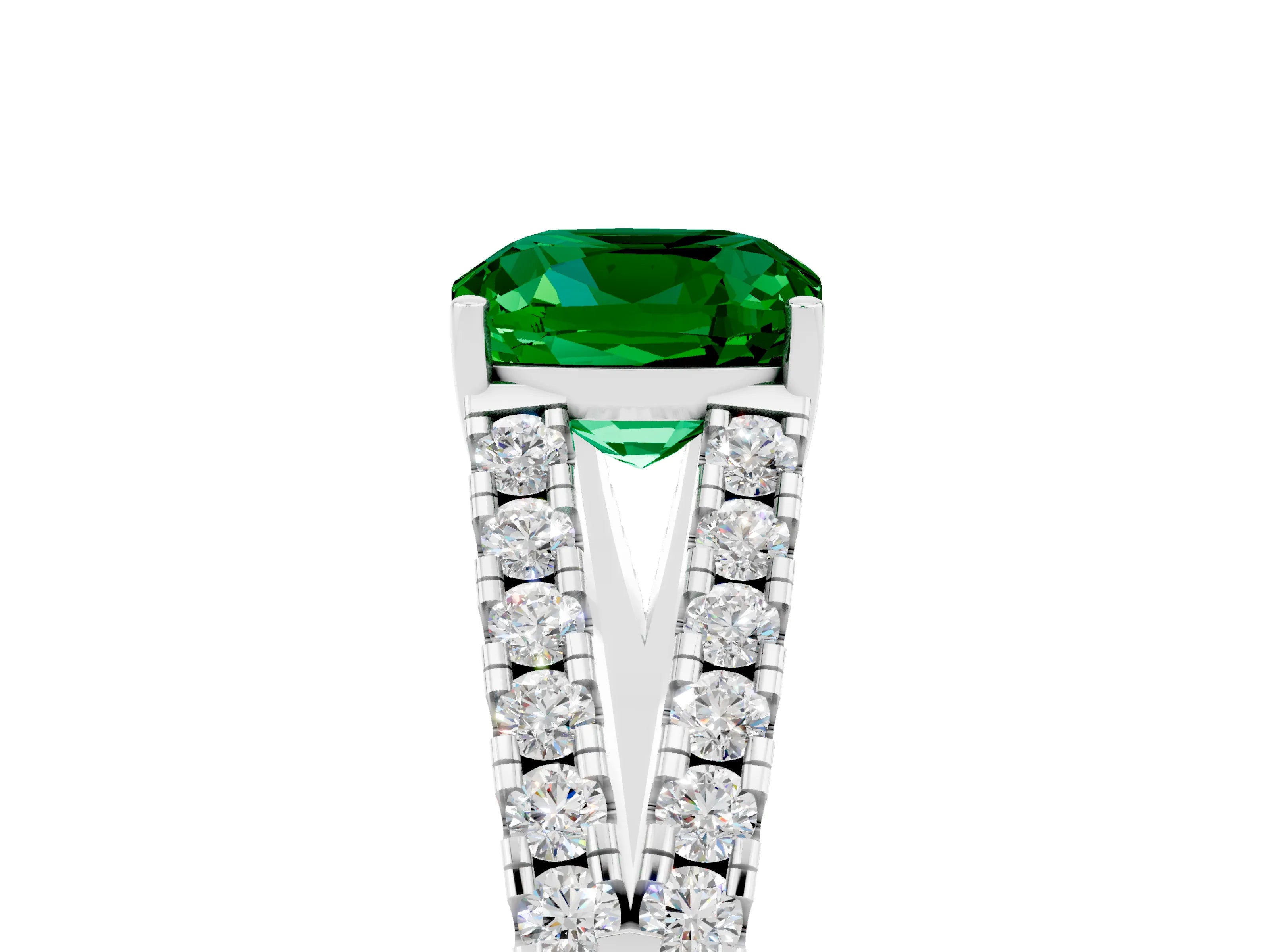 White gold Cushion Cut Cut Split Shank Pave Diamond Engagement Ring with Four-Prong Setting_5