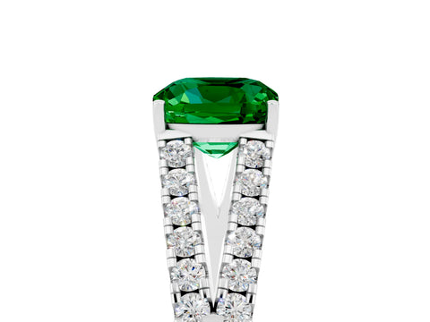 White gold Cushion Cut Cut Split Shank Pave Diamond Engagement Ring with Four-Prong Setting_5