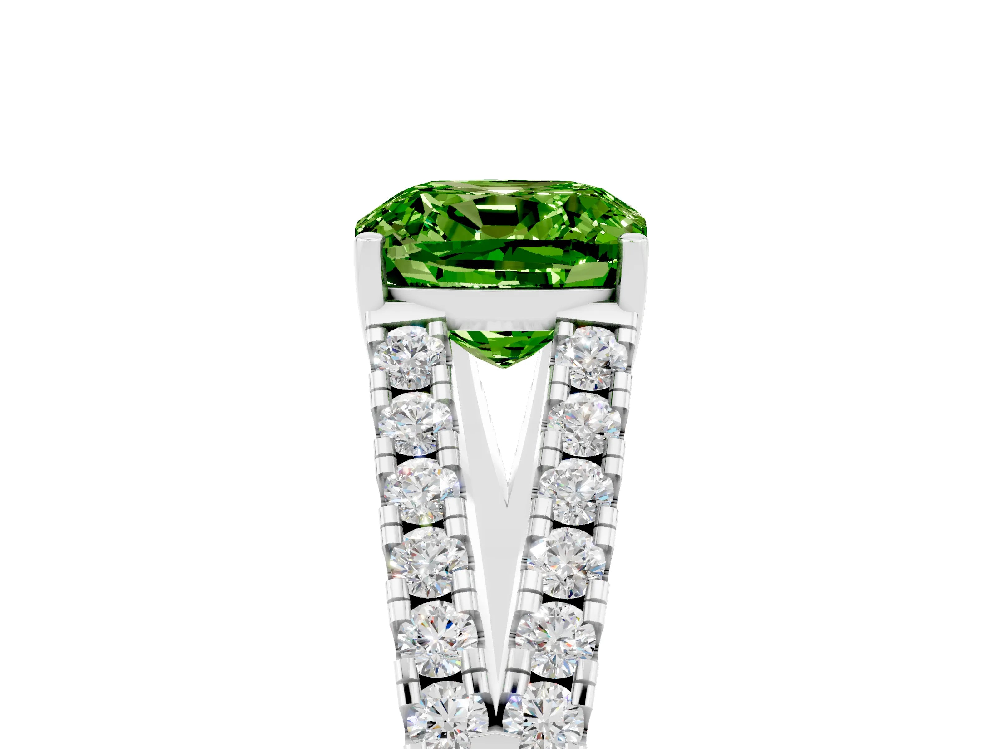 White gold Cushion Cut Cut Split Shank Pave Diamond Engagement Ring with Four-Prong Setting_5