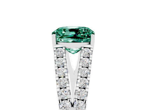 White gold Cushion Cut Cut Split Shank Pave Diamond Engagement Ring with Four-Prong Setting_5