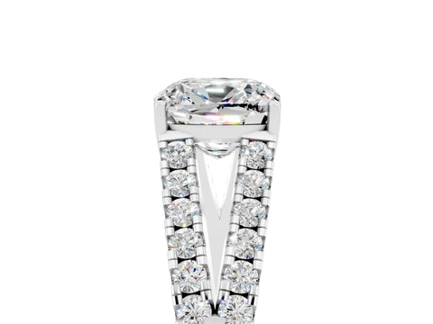 White gold Cushion Cut Cut Split Shank Pave Diamond Engagement Ring with Four-Prong Setting_5