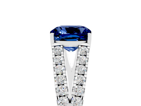 White gold Cushion Cut Cut Split Shank Pave Diamond Engagement Ring with Four-Prong Setting_5