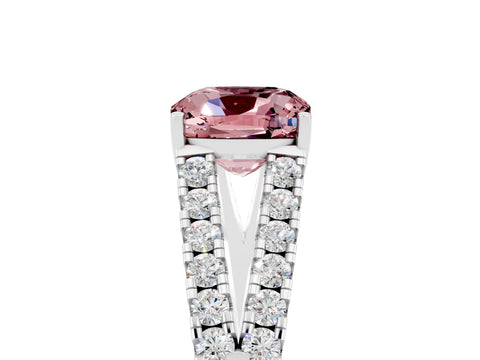 White gold Cushion Cut Cut Split Shank Pave Diamond Engagement Ring with Four-Prong Setting_5