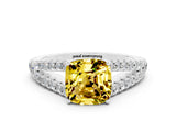 White gold Cushion Cut Cut Split Shank Pave Diamond Engagement Ring with Four-Prong Setting