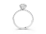White gold Cushion Cut Diamond Brilliant Solitaire Ring with Pavé Band and Four-Prong Setting_3