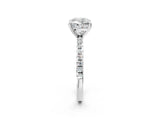 White gold Cushion Cut Diamond Brilliant Solitaire Ring with Pavé Band and Four-Prong Setting_315