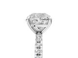 White gold Cushion Cut Diamond Brilliant Solitaire Ring with Pavé Band and Four-Prong Setting_318