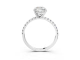 White gold Cushion Cut Diamond Brilliant Solitaire Ring with Pavé Band and Four-Prong Setting_32