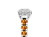 White gold Cushion Cut Diamond Cathedral Solitaire Ring with Round with Citrine side stone Pavé Band_29
