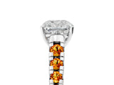 White gold Cushion Cut Diamond Cathedral Solitaire Ring with Round with Citrine side stone Pavé Band_40