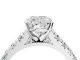 White gold Cushion Cut Diamond Cathedral Solitaire Ring with Round with Moissanite side stone Pavé Band_27