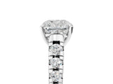 White gold Cushion Cut Diamond Cathedral Solitaire Ring with Round with Moissanite side stone Pavé Band_28