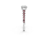 White gold Cushion Cut Diamond Cathedral Solitaire Ring with Round with Morganite side stone Pavé Band_2