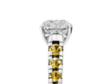 White gold Cushion Cut Diamond Cathedral Solitaire Ring with Round with Yellow Sapphire side stone Pavé Band_35