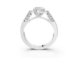 White gold Cushion Cut Diamond Channel Set Solitaire Ring with Four-Prong Setting_104