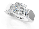 White gold Cushion Cut Diamond Channel Set Solitaire Ring with Four-Prong Setting_48