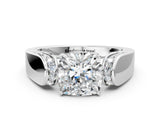 White gold Cushion Cut Diamond Channel Set Solitaire Ring with Four-Prong Setting_53
