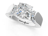 White gold Cushion Cut Diamond Channel Set Solitaire Ring with Four-Prong Setting_54