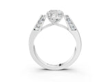 White gold Cushion Cut Diamond Channel Set Solitaire Ring with Four-Prong Setting_56
