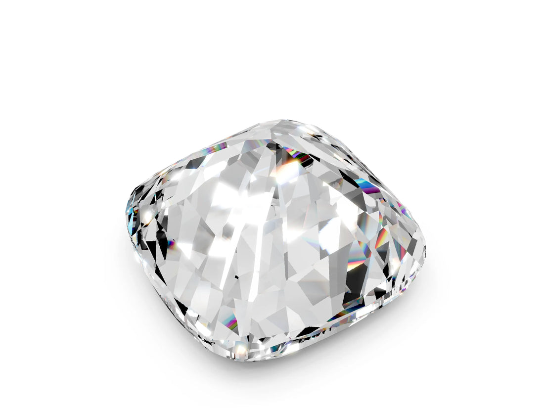 White gold Cushion Cut Diamond Cluster Pavé Band with Four-Prong Setting