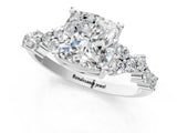 White gold Cushion Cut Diamond Cluster Pavé Band with Four-Prong Setting_10