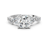 White gold Cushion Cut Diamond Cluster Pavé Band with Four-Prong Setting_18