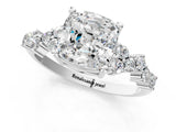 White gold Cushion Cut Diamond Cluster Pavé Band with Four-Prong Setting_19