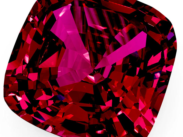 White gold Cushion Cut Garnet Scattered Round Accent Ring with Prong Setting
