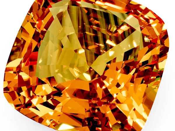 Silver Cushion Cut Citrine Scattered Round Accent Ring with Prong Setting