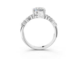 White gold Cushion Cut Diamond Cluster Pavé Band with Four-Prong Setting_21