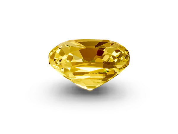 White gold Cushion Cut Yellow Sapphire Scattered Round Accent Ring with Prong Setting