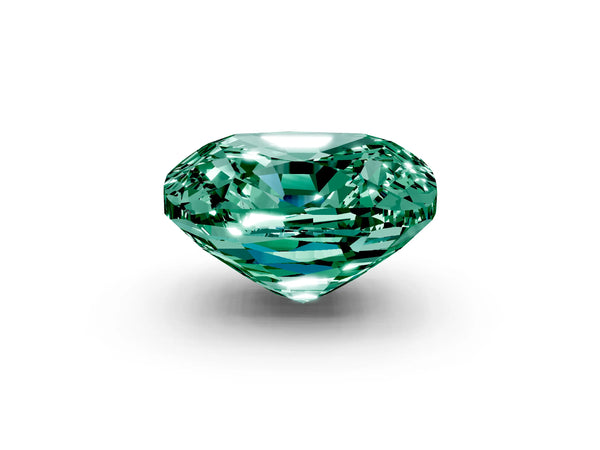 White gold Cushion Cut Green Sapphire Scattered Round Accent Ring with Prong Setting