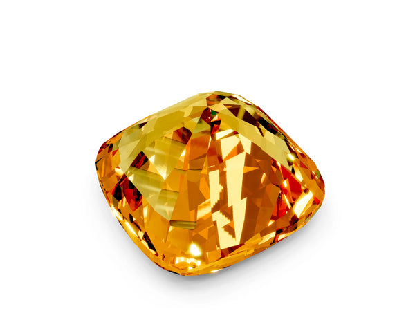 White gold Cushion Cut Citrine Scattered Round Accent Ring with Prong Setting