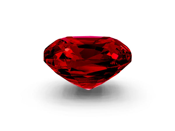 White gold Cushion Cut Ruby Scattered Round Accent Ring with Prong Setting