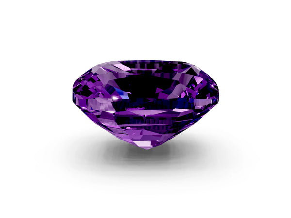 White gold Cushion Cut Amethyst Scattered Round Accent Ring with Prong Setting