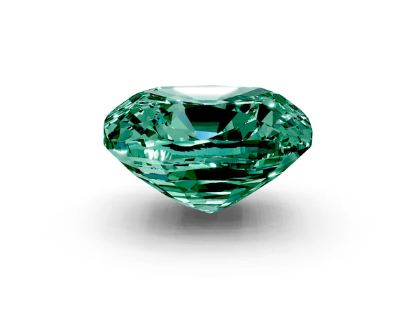 Platinum Cushion Cut Green Sapphire Scattered Round Accent Ring with Prong Setting