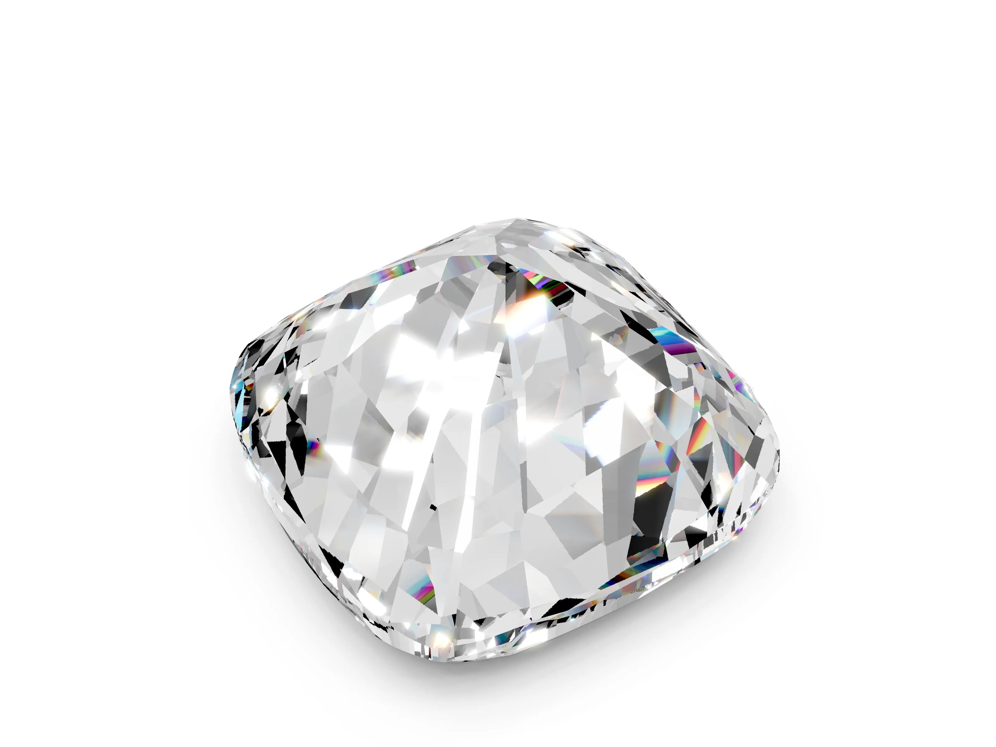 White gold Cushion Cut Diamond Cluster Pavé Band with Four-Prong Setting