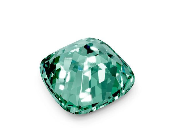 Silver Cushion Cut Green Sapphire Scattered Round Accent Ring with Prong Setting