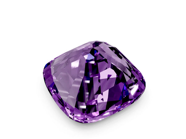 White gold Cushion Cut Amethyst Scattered Round Accent Ring with Prong Setting