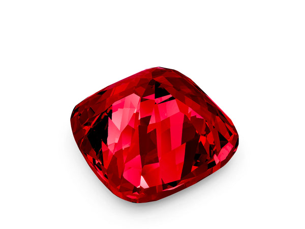 Silver Cushion Cut Ruby Scattered Round Accent Ring with Prong Setting