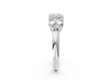 White gold Cushion Cut Diamond Cluster Ring with Round Accent Stones and Prong Setting on a Classic Band_80