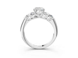 White gold Cushion Cut Diamond Cluster Ring with Round Accent Stones and Prong Setting on a Classic Band_80