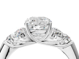 White gold Cushion Cut Diamond Cluster Ring with Round Accent Stones and Prong Setting on a Classic Band_81