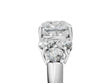 White gold Cushion Cut Diamond Cluster Ring with Round Accent Stones and Prong Setting on a Classic Band_82