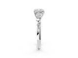 White gold Cushion Cut Diamond Cluster Side Stone Solitaire Ring with Prong Setting_82